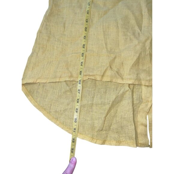 Terzo Millennio Womens Medium Yellow 100% Linen Blouse Tunic Button Back - Picture 6 of 10